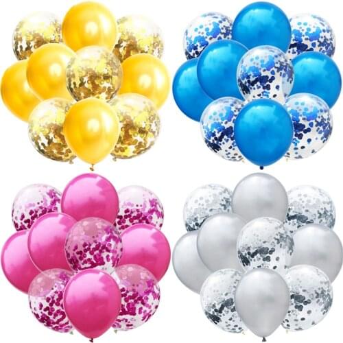10Pcs/Lot 12Inch Silver Rose Gold Confetti Balloons Birthday Party Decoration Kids Adults Metallic Pearl Helium Wedding Globos