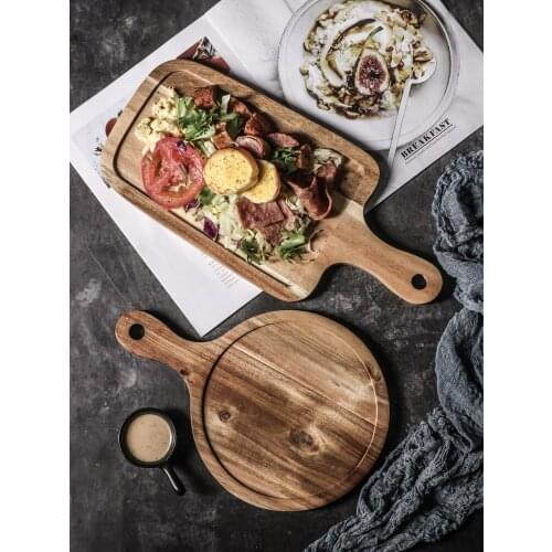 Japanese Wooden Plate Rectangular Plate Wooden Steak Dinner Plate Breakfast Tableware Pizza Wood Tray