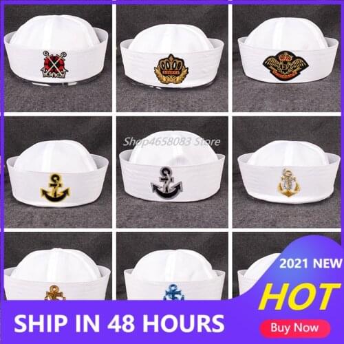 Funny Cosplay Hat Navy Marine Cap With Anchor Party Prom Props For Child Adult Sailors Ship Boat Captain Blue White Military