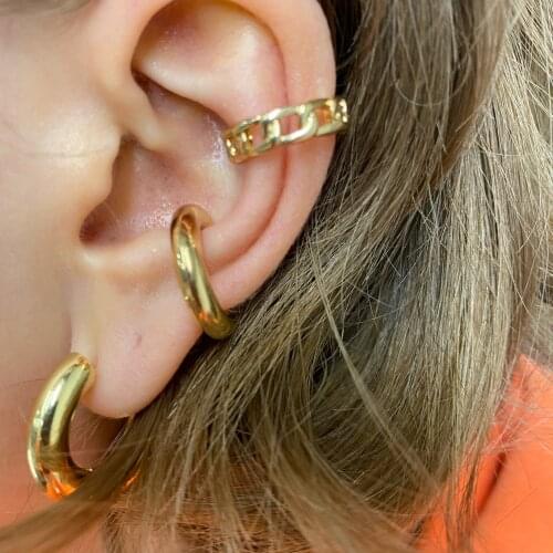 Women Fashion Pearl Ear Cuffs Non Pierced Crystal Clip Earring Trendy Punk Gold Huggie Long Chain Hoops Female Jewelry
