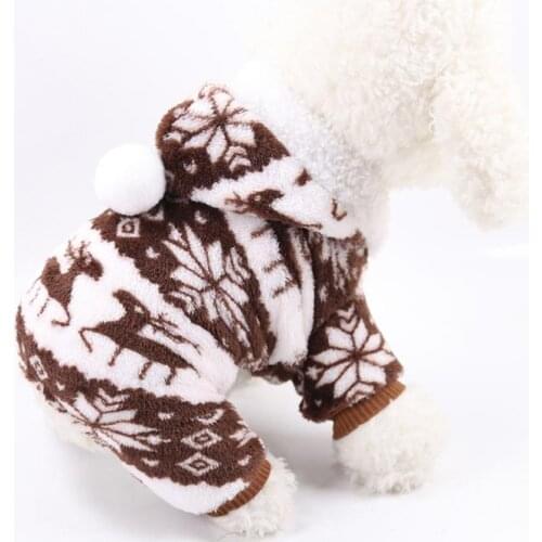 1PC Pet Dog Warm Clothes Puppy Jumpsuit Hoodie Coat Doggy Apparel Coral Fleece Warm Clothes Teddy