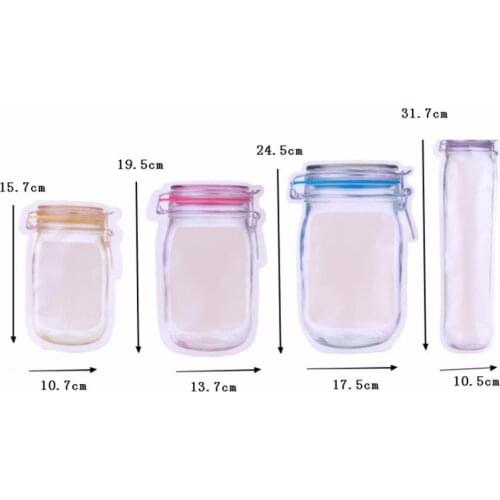 1pcs Bottle Shape Clear Storage Bag Zipper Bag Resealable Bag Food Preservative Organizer For Nut Snacks Fruit Travel 4 Size Hot