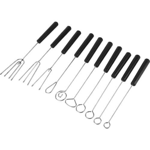 Hot 10Pcs Candy Dipping Set DIY Stainless Steel Chocolate Dipping Tool Baking Supply BBQ Tools Accessories Kitchen Kit Kapmore