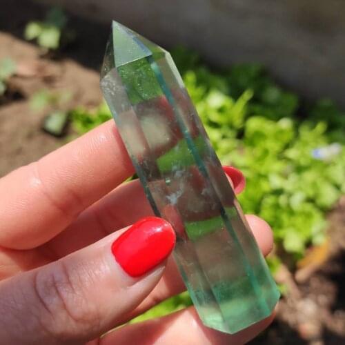 7-9cm gemstones natural green fluorite crystal wand point for reiki healing