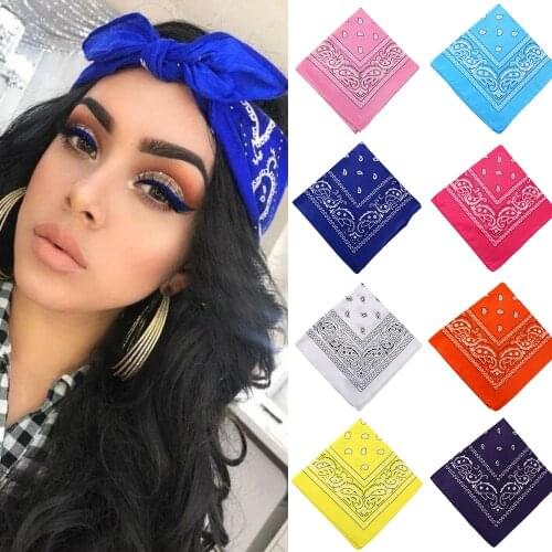 Fashion Women Print Bandana Scarf Hip-hop Bandanas Cross Turban Headband Face Mask Hair Tie Vintage Multifunctional Square Scarf