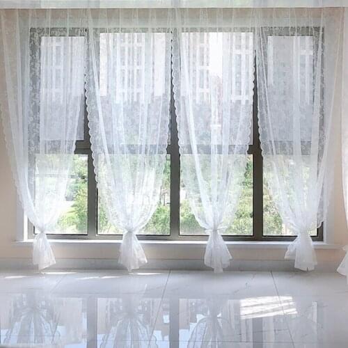 White Sheer Curtains Pastoral Style Tulle Curtain for Balcony Bedroom Lace Drapes Embroidery Window Screening Living Room Decor