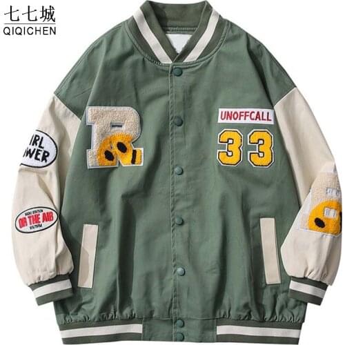 Baseball Varsity Jacket Men Letter Patch College Japanese Patchwork Oversized Leather Jackets Couple Hip Hop Streetwear Coats