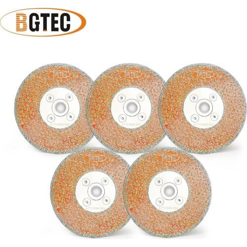 BGTEC 5pcs 4.5" Electroplated Single side coated diamond cutting & grinding disc 115mm granite marble M14 flange diamond blade