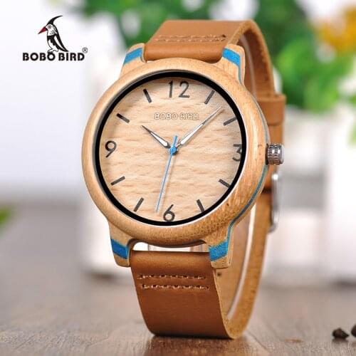 BOBO BIRD Bamboo Mens Watch Quartz Watches For Man 2020 Wristwatches Leather Band Male Customize Timepieces Ladies WatchC-aQ22