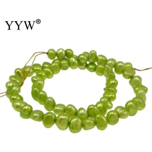 Green Freshwater Pearl Beads 6-7mm Cultured Pearls Beads Hole 0.8mm 14.5inch/Strand for DIY Bracelet Necklace Jewelry Making