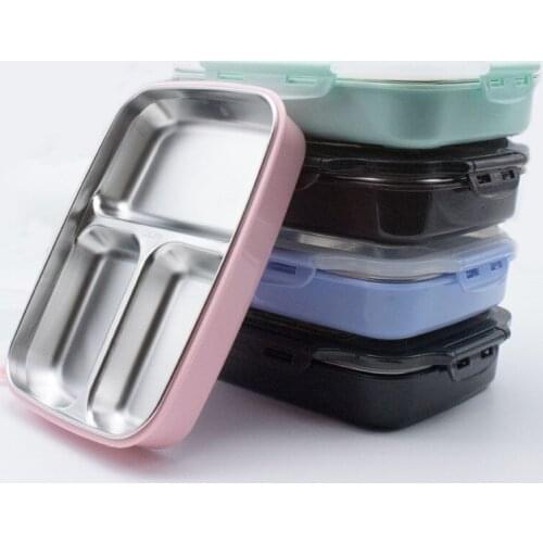 Colorful Bowl Lunch Storage Box Food Tray Stainless Steel Solid Portable Separate School Bowl Big Capacity Food Container 1pcs