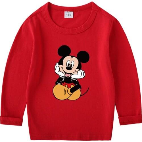 Disney Mickey Mouse Long Sleeve Tshirts Children Kids Girls Boys T-shirt Cotton Tshirts Tees Tops Fashion Girls Clothing