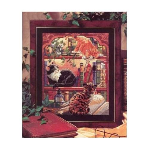 Home Handmade Decoration Fishxx Cross Stitch A2141 Bookshelf Kitty Study Paintings Large Area Embroidery