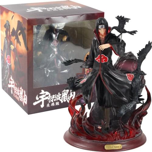 29cm Naruto Shippuden Anime Uchiha Itachi with Crow Big Bird Animals Pet Action Figure Decoration Model Toy Kids Gift Brinquedos