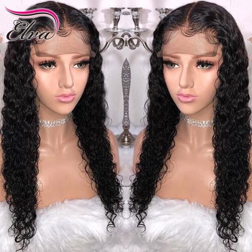 Elva Hair 13x6 Curly Lace Front Human Hair Wigs Pre Plucked 12A Lace Closure Wig With Baby Hair 360 Lace Frontal Wig HD Lace Wig