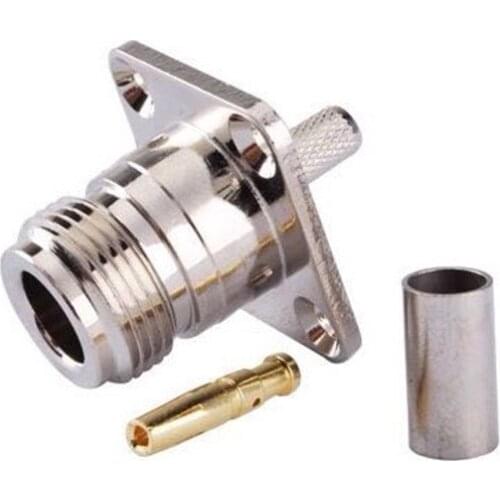 N-KF-3 Female Jack Panel Flange Solder Pure Copper RF Coax Connector Crimp For G58 RG400 Cable