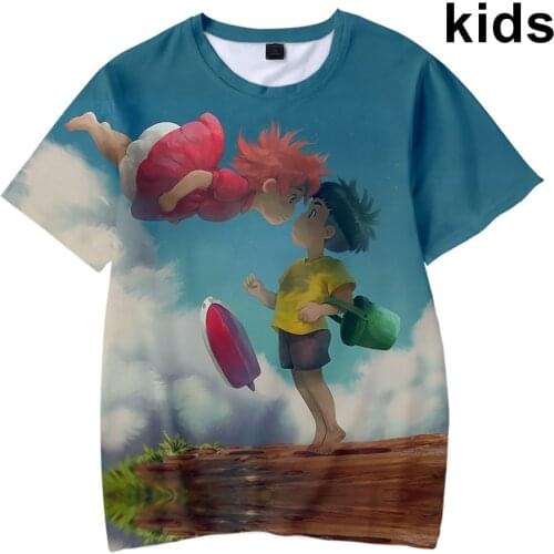 3 To 14 Years Kids t shirt Ponyo on the Cliff Children Clothing 3D Print t-shirt Boy Girl Short Sleeve tshirt Harajuku T shirts