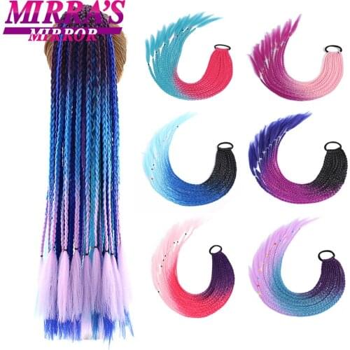 24 Inch Ponytail Hair Braided Ornament 2Pcs/Lot Gradient Color Elatric Hair Band Cute Kids Rubber Bands Ponytail Accessories