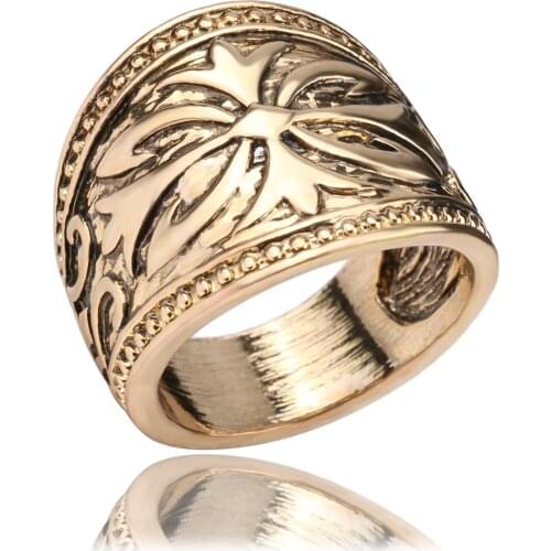 Megin D Hot Sale Punk Vintage Aggressiveness Carved Totem Alloy Rings for Men Women Couple Family Friend Fashion Gift Jewelry