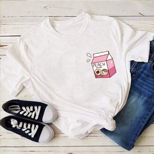 Miruku Milk Carton Silhouette Harajuku Milk & Honey Peach Statement Cute Womens Shirt, Trendy Shirt