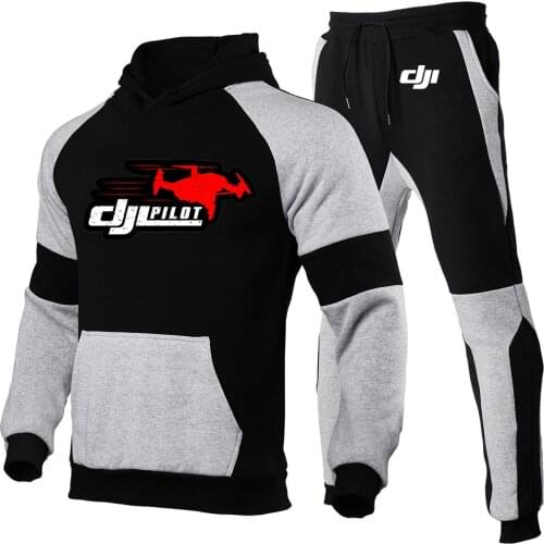 Men 2021 Dji Mavic Pilot Logo Autumn Winter Packwork Print Sweatshirt Top Pants Sets Sport Suit Tracksuit Tracksuit
