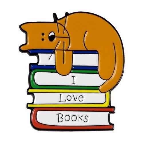 New Fashion I Love Books Enamel Pin брошь Lapel Backpack Badge Brooch for Reader Study