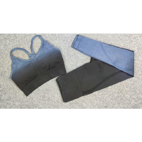 2021 New Ombre Seamless Yoga Set 2 Pieces High Waist Leggings+Sport Bra Gym Workout Clothes Women Fitness Clothing Sportwear