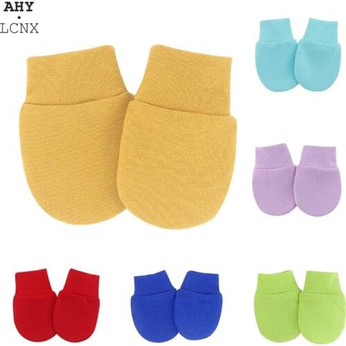 Multicolor Anti Scratching baby Gloves for Newborn Protection Face Scratch Pure cotton solid color newborn Mittens accessories