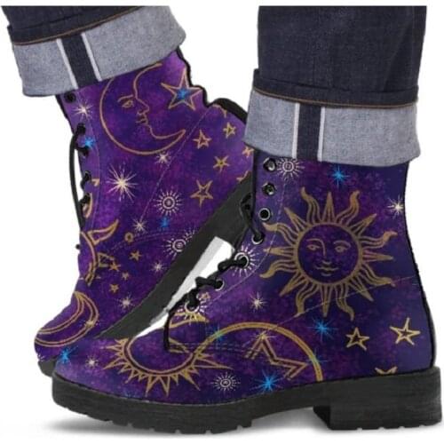 Marten boots for women autumn/winter 21 English style platform boots for women printed high top low heel boots for women