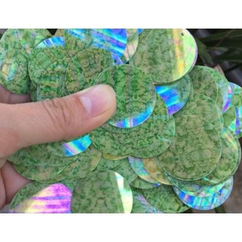 Sewing supplies Sewing sequins 30mm circular edge hole speckled green sequins color green beads DIY sequins