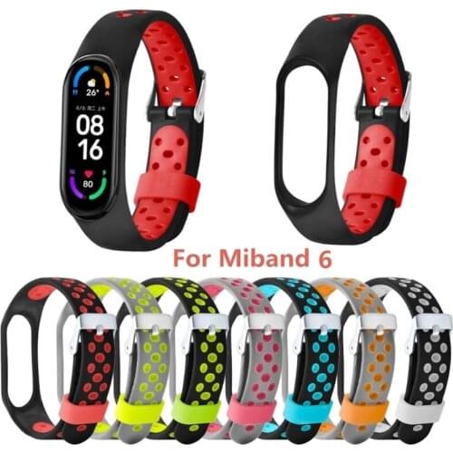 Silicone Smart Wristband Ventilate Waterproof Metal Buckle Sport Replacement Accessories for Xiao-mi Mi Band 6/5
