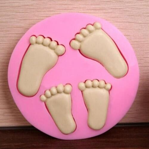 Cute Silicone Baby Foot Mold For Cake Decoration Fondant 3D Feet Mould Moldes De Silicone Baking Pink Cake Decorating Tools