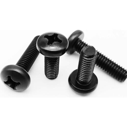 10/100pcs M1.6 M2 M2.5 M3 M4 Black 304 Stainless Steel Cross Recessed Round Phillips Pan Head Screw Bolt Thread Length 3-60mm