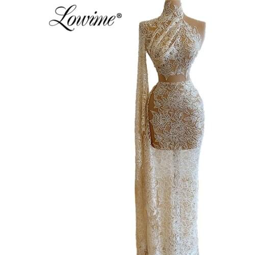 Stylish One Shoulder Mermaid Prom Dresses Sheer Abendkleider Arabia Women Formal Dress Elegant Evening Wear African Party Gown