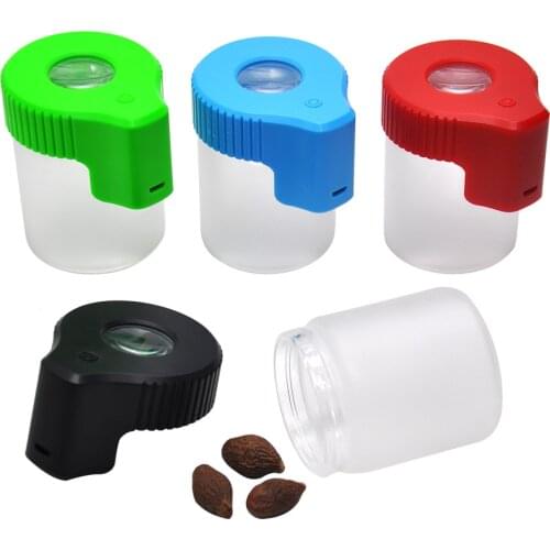HORNET Plastic&Glass Light-Up LED Air Tight Storage Magnifying Jar Viewing Container 155ML Multi-Use Plastic Pill Box Bottle