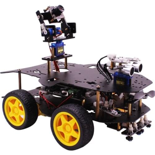 Raspberry Pi 4WD Smart Robot DIY Car Kit with HD Camera / Bluetooth Module / Ultrasonic Sensor / Programmable Car for Pi 4B/3B