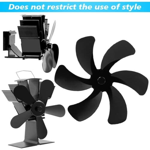 Fireplace Fan Replacement 6 Blades Aluminum Alloy Low Noise Blade Winter Wood Log Burning Heat Distribution Stove Fan Blade