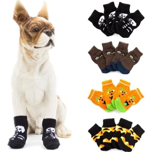 Halloween Waterproof Funny Pattern Anti-slip Dog Socks Puppy Dirty-proof Feet Cover Perros Supplies