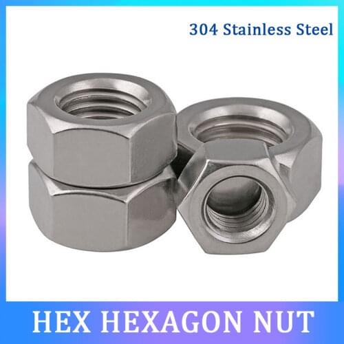 304 Stainless Steel Hexagon Hex Nut M1.6 M2 M2.5 M3 M3.5 M4 M5 M6 M8 M10 M12 M16 M18 M20 M24 DIN934 Hexagon Screw Cap Jam Nut