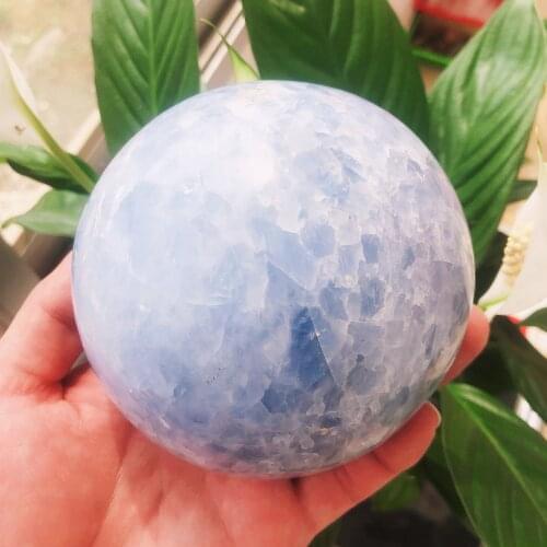 1pc Natural Crystals Quartz Blue Calcite Sphere Crystal Ball Energy Healing Stones Room Home Aquarium decoration accessories