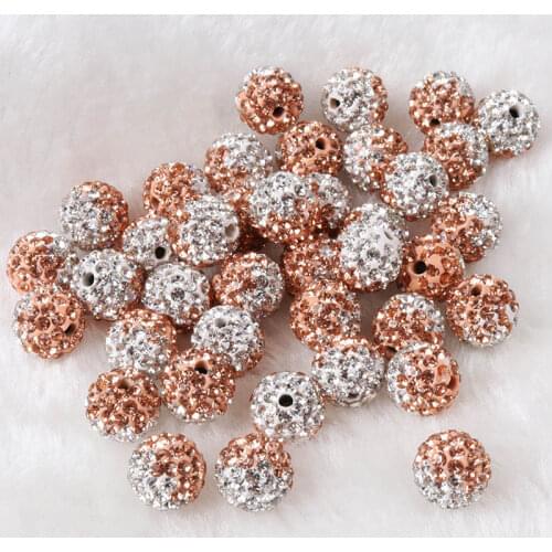 10mm Champagne White Clay Paved Crystal Disco Rhinestone Ball Shape Beads Disco Ball DIY For Bracelet jewelry making 10pcs/lot