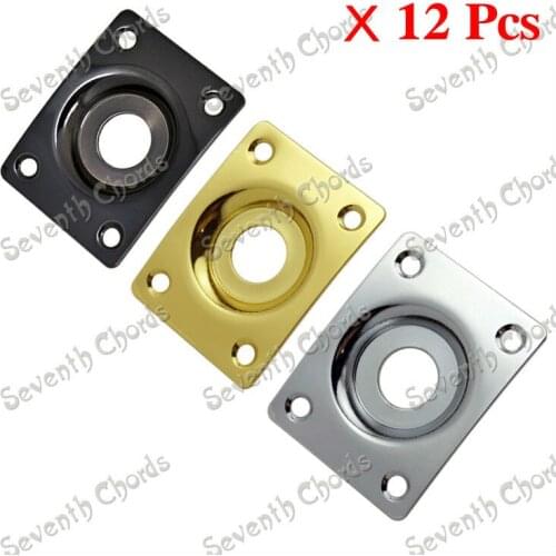 12 Pcs Metal Rectangula Style Electric Bass Guitar Jack Plates - Socket Plates - Chrome - Gold - Black for choose
