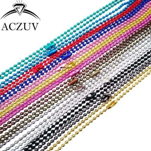 120Pcs 1.2mm 40cm to 80cm Metal Ball Bead Chain Necklaces with Bail Link Connector Jewelry Findings Accessories