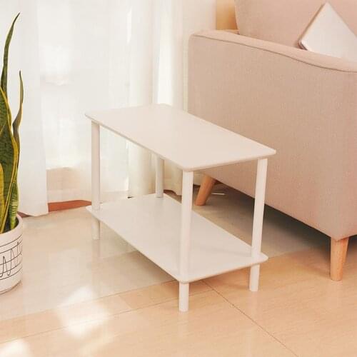 2-Tier End Table Coffee Side Table Nightstand with Open Design Wood Grain Pattern Home Decor Furniture for Living Room Bedroom