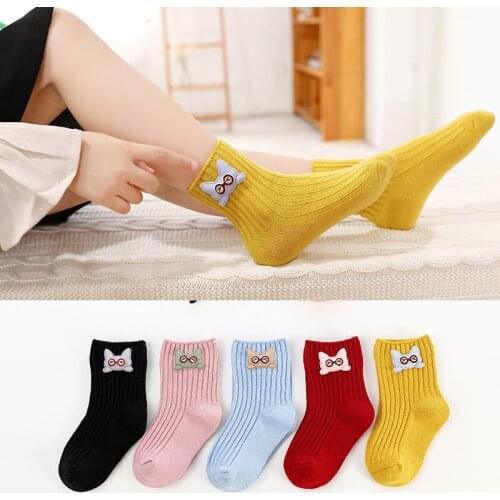 5 Pair/Lot Autumn Winter Warm Childrens Socks Cute Cartoon Unicorn Soft Cotton Sock Fashion Stripe Student Sport Socks for Kids