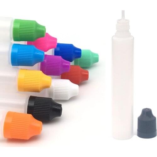 5pcs 30ml Pen Shape Plastic Dropper Bottle With Colorful Cap E-Liquid Empty Long Slim Vail Free Shipping