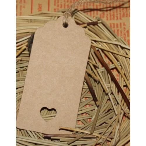 5000 pcs Hot 9.5*4.5cm Hollow Heart Scalloped Kraft Paper Card / Blank Tag / Wedding Favour Gift Tag Price Label with Rope