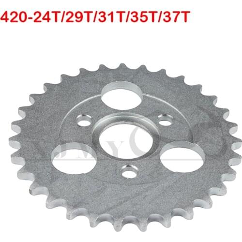 Free shipping 24T/29T/31T/35T/37T Motorcycle Parts Z50 Rear Gear Sprocket for Pitbike RM Monkey Bike Z50 50CC 420 Chains