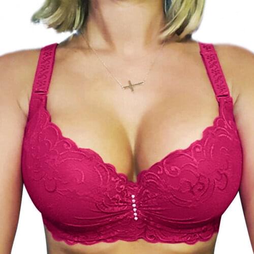 Big Size C D DD E Cup Sexy Women Underwear Lace Bralette Lingerie Plunge Push Up Bra Underwire Underwear Women BH Top