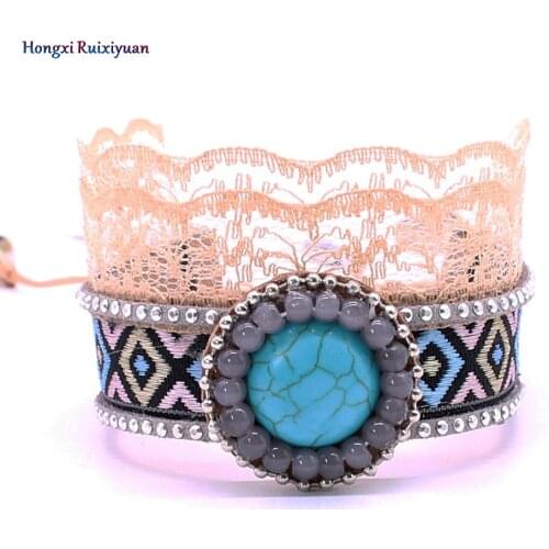 New bracelet lace handmade beaded bracelet bohemian activity knot retro pattern ladies charm bracelet Natural jewelry